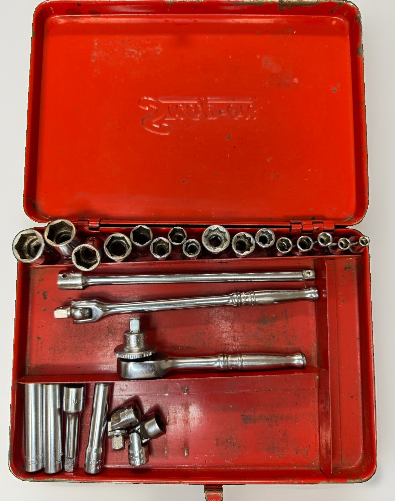 25 Piece Snap On Tools 1/4″ Drive Socket Set TM70B 15 Six Point 3 Eight Point