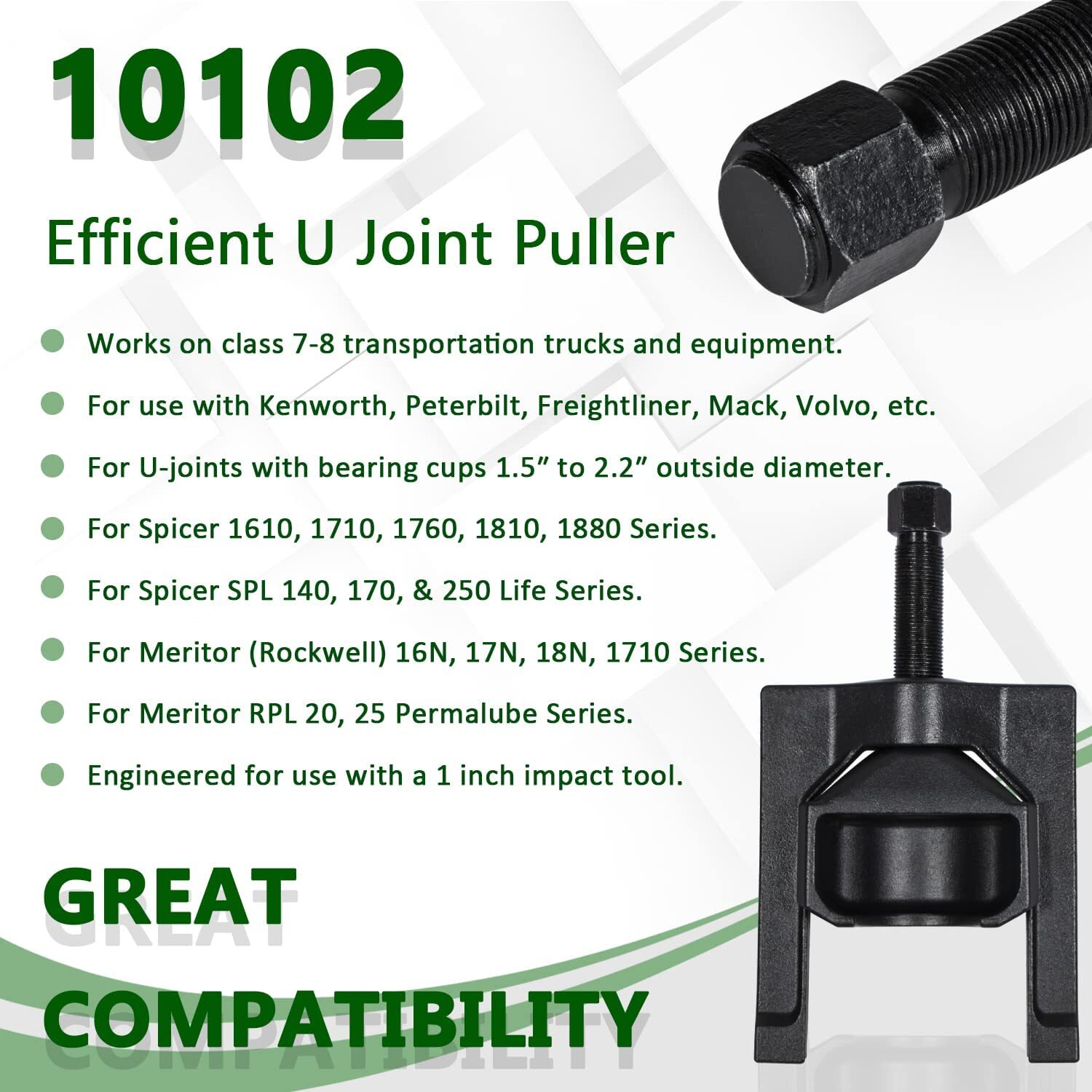 Heavy-Duty Truck 10102 U-Joint Puller with 5192 Bearing Cup Installer Tool Set
