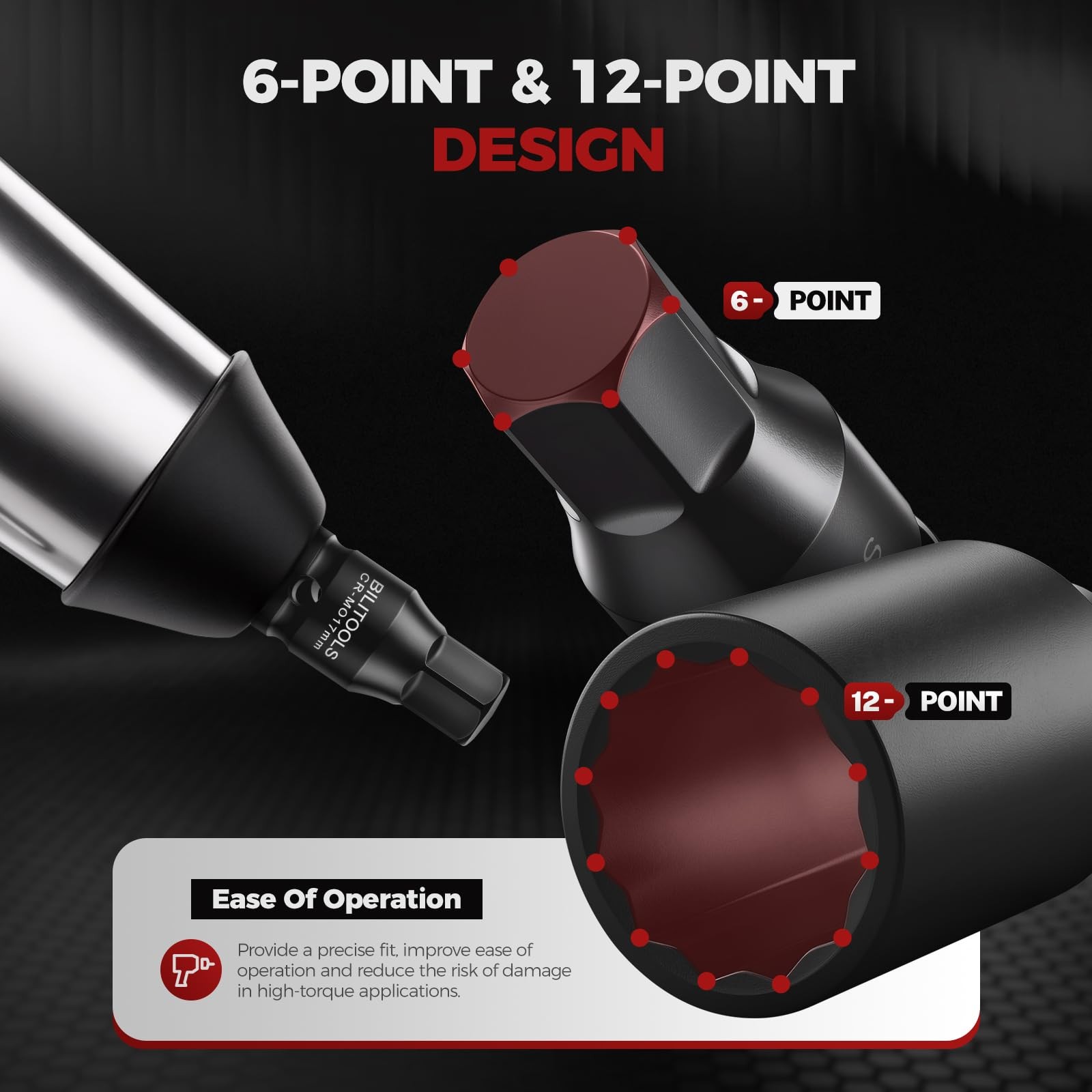 BILITOOLS 12 Point Axle Nut Socket Set, 1/2″ Drive Spindle One Size