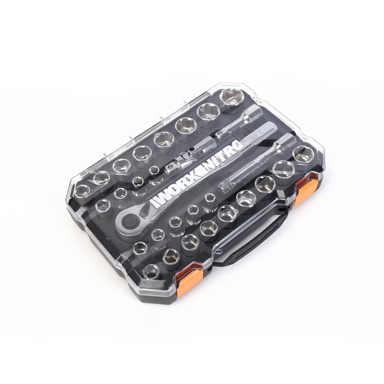 WORX 30Pc 1/2″ Drive 6 Point Socket Set Metric SAE Heavy Duty Ratchet Tool Kit