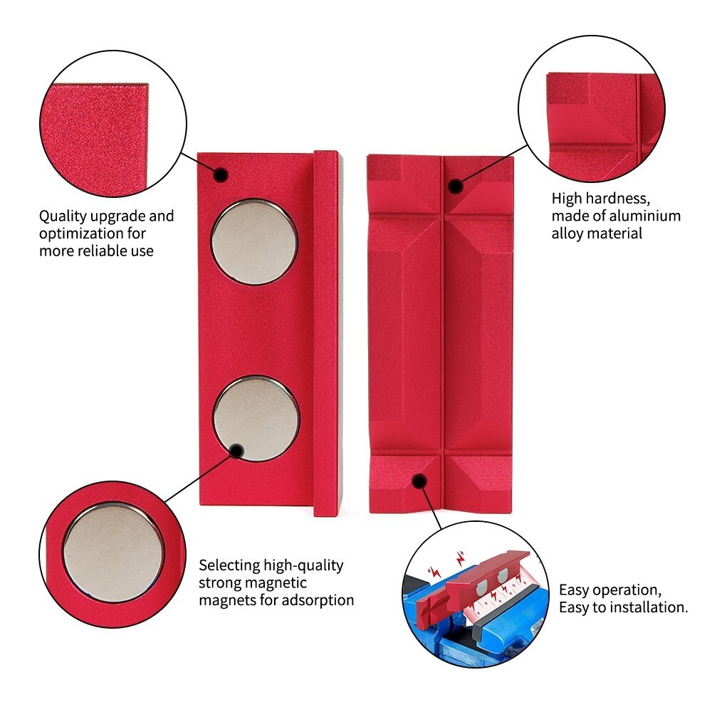 4» Vise Jaw Protective Inserts Tool Magnetic Aluminum for AN Fittings Assembly