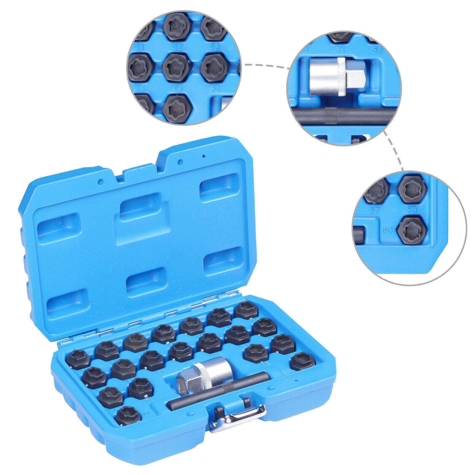 22pc Locking Wheel Bolt Key Removal Set For Bmw F Series Master Kit 41-60 Blue