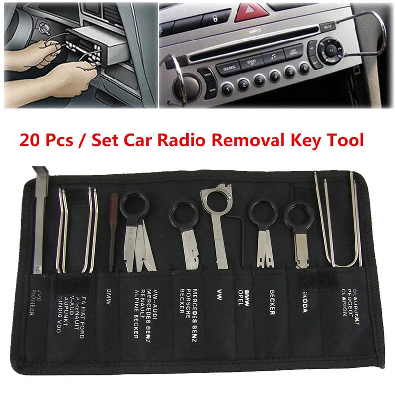 20x Car Radio CD Stereo Release Removal Tools Set Key For Audi BMW VW Ford GM