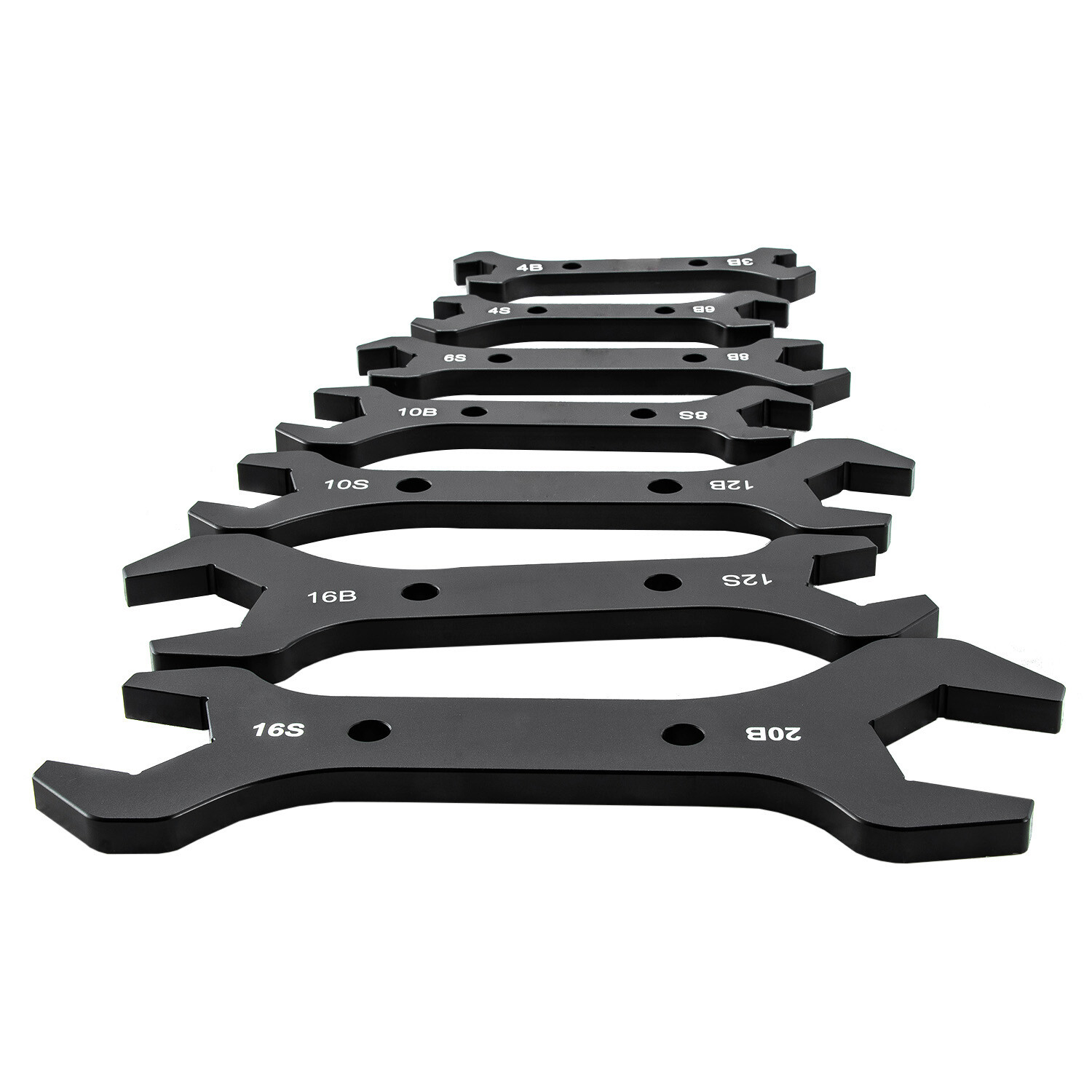 7PCS Anodized Aluminum Double Hose Ended Spanner Tool Kit Wrench Set AN3 to AN20