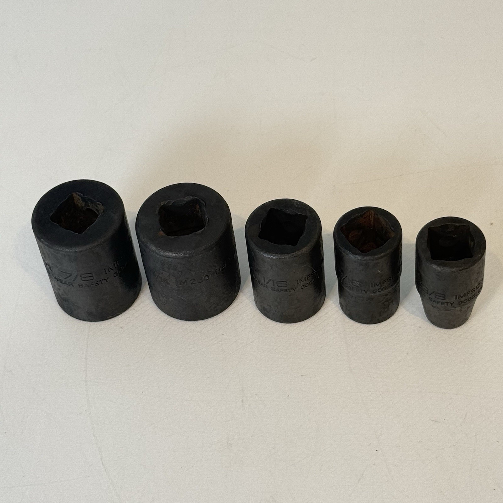 Snap On 1/2″ Drive 7/8″ 13/16″ 11/16″ 7/16” 3/8” Shallow Impact Sockets Lot of 5