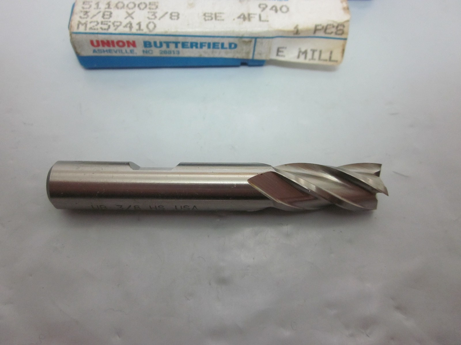 NOS UNION BUTTERFIELD 3/8″ x 3/8″ SE 4 FLUTE END MILL