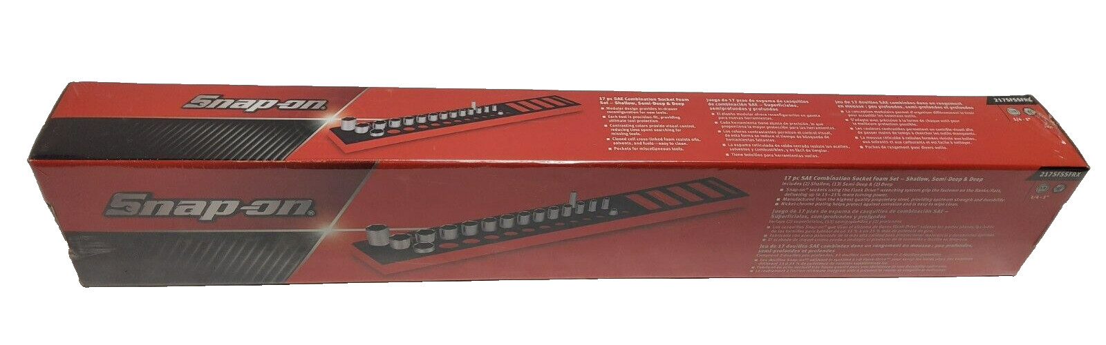 New Snap-on™ 3/8″ dr 17pc 1/4″ thru 1″ Foam Semideep Foam Socket Set with Extras