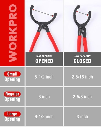 WORKPRO 2PCS Oil Filter Wrench 12″ Adjustable Plier 3-Jaw Universal Removal Tool