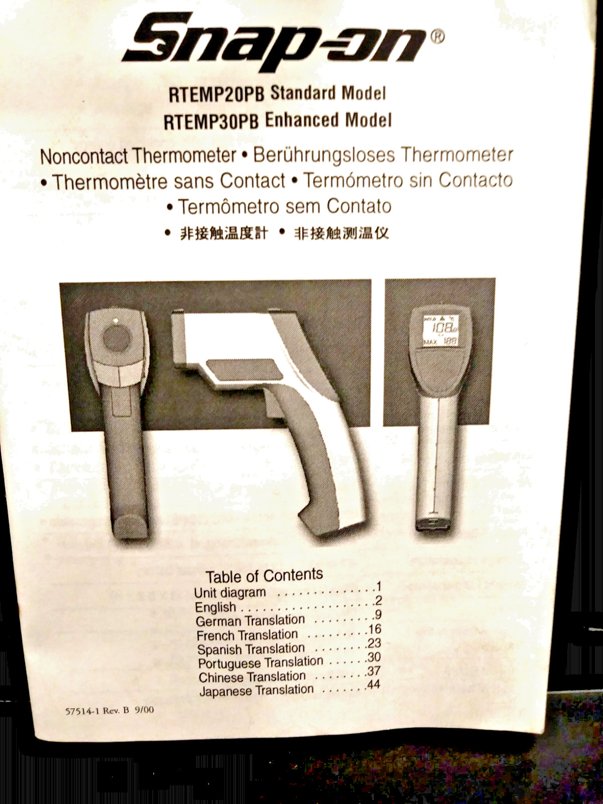 SNAP-ON NON-CONTACT THEROMETER BRAND NEW
