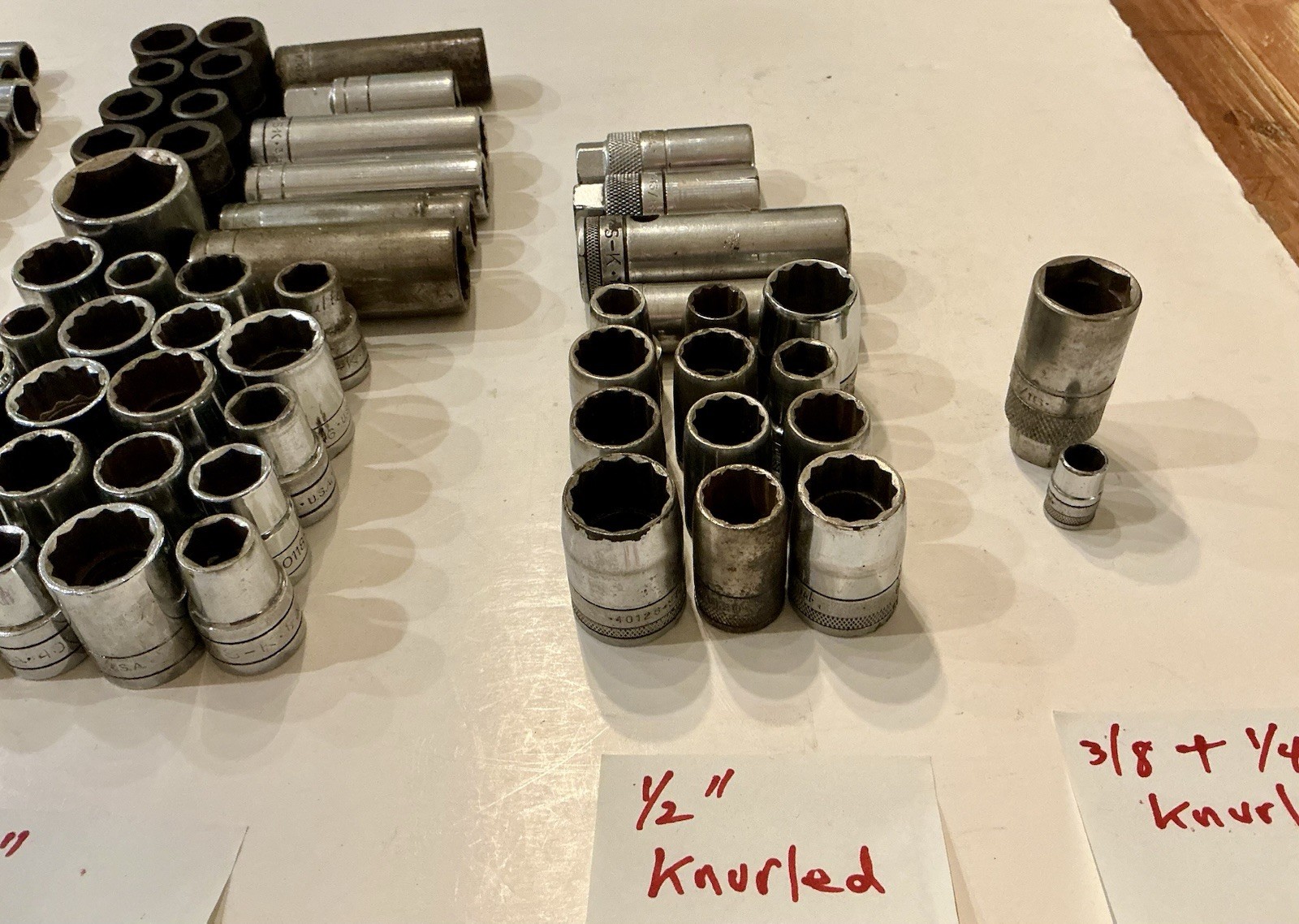 S-K Sockets, Lot Of 105 Sockets, `1/4, 3/8 & 1/2” Drive, Standard, Deep, Impact