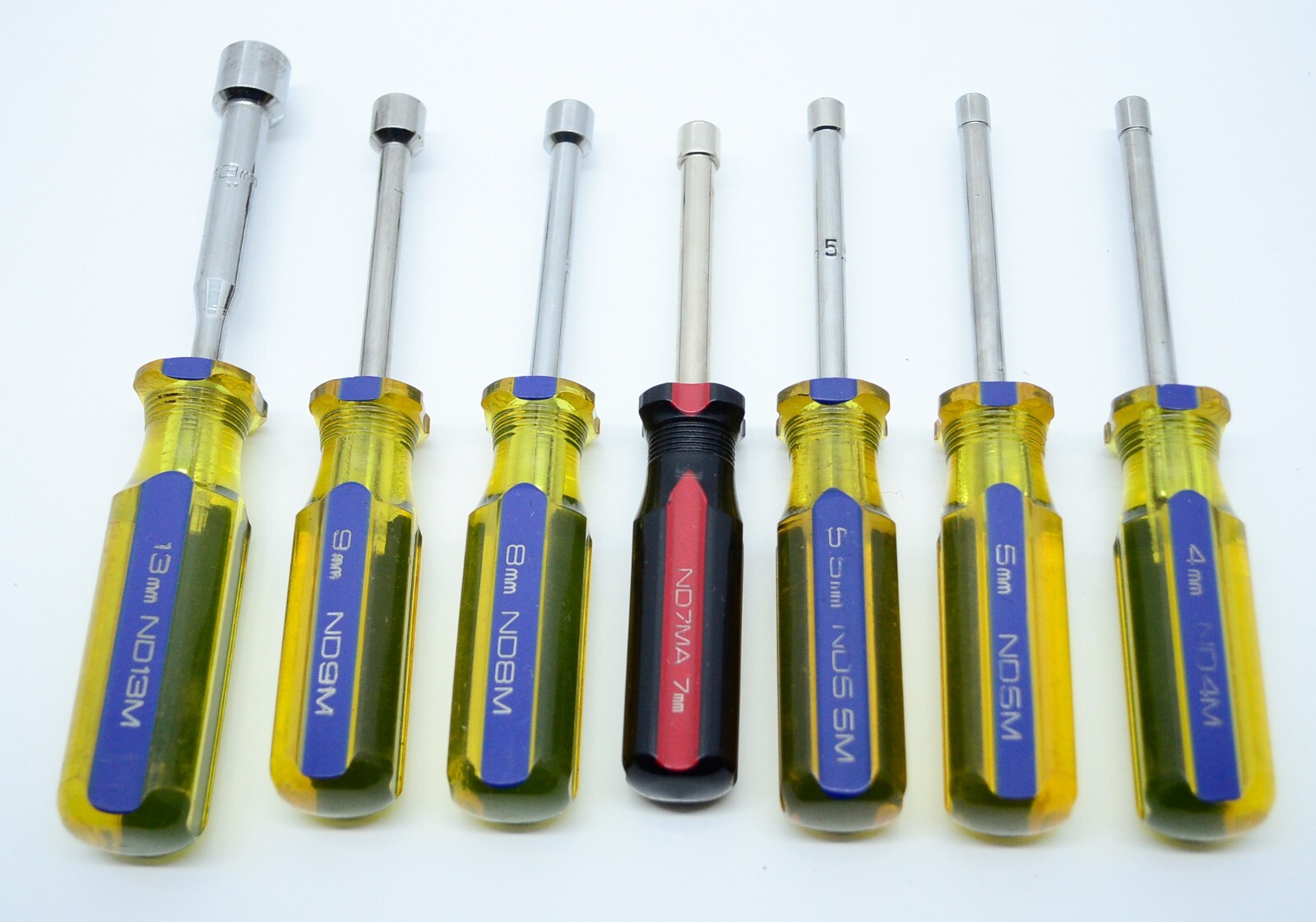 7 MATCO Metric Nut Drivers 4mm 5mm 5.5mm 7mm 8mm 9mm 13mm ND13M Clear Yellow