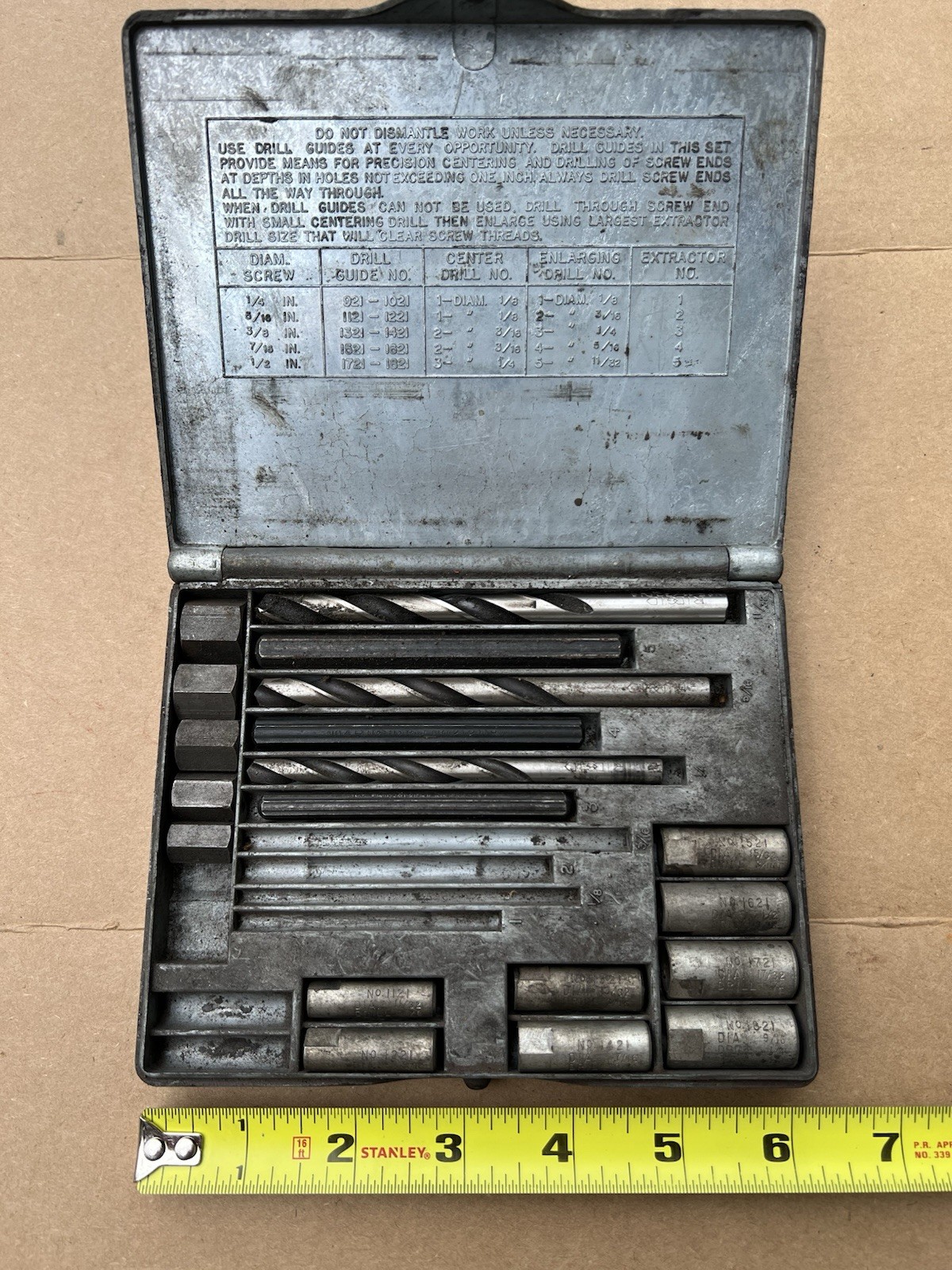 🇺🇸Vintage Blue-Point Supreme Snap-on Screw Extractor Set No.1020 INCOMPLETE