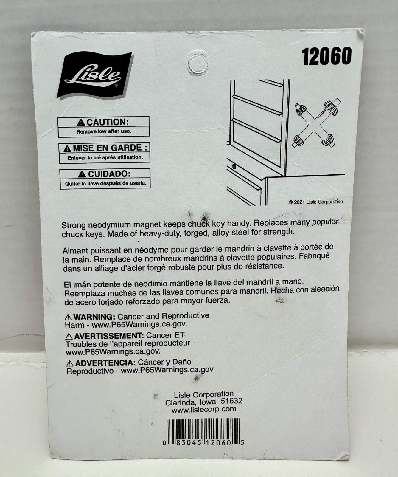 Lisle 12060 Large Master Magnetic Chuck Key w/4 Sizes-heavy duty Alloy steel
