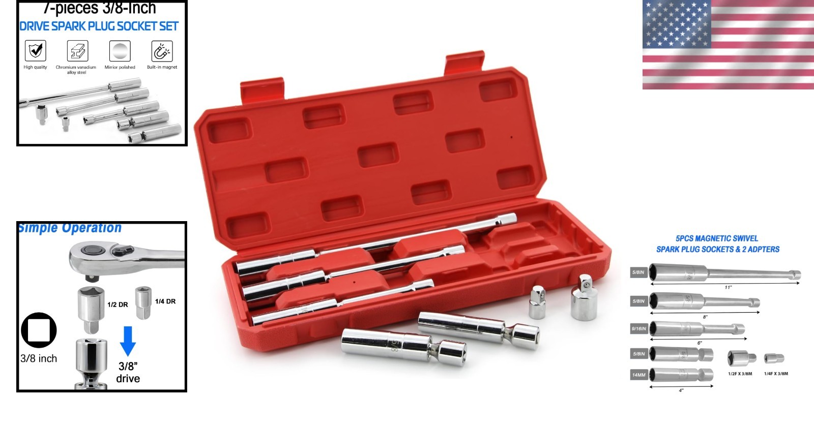 High Performance 7PCS Magnetic Spark Plug Socket Set