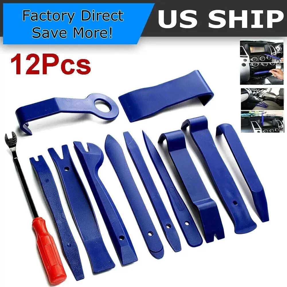 12 Auto Trim Removal Tool Kit Car Panel Door Dashboard Fastener Remover Pry Set