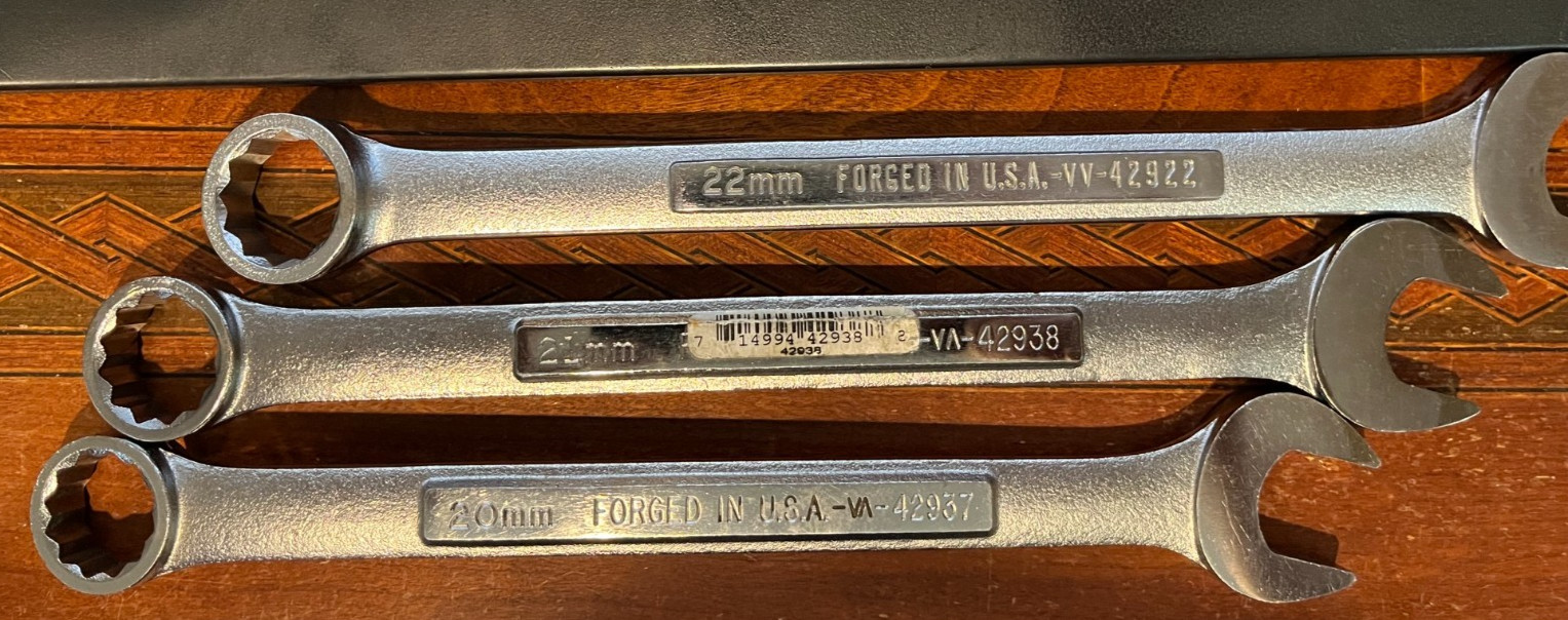 Craftsman Tools USA 5pc V 20mm-24mm Large Metric (Rare) Combination Wrench Set