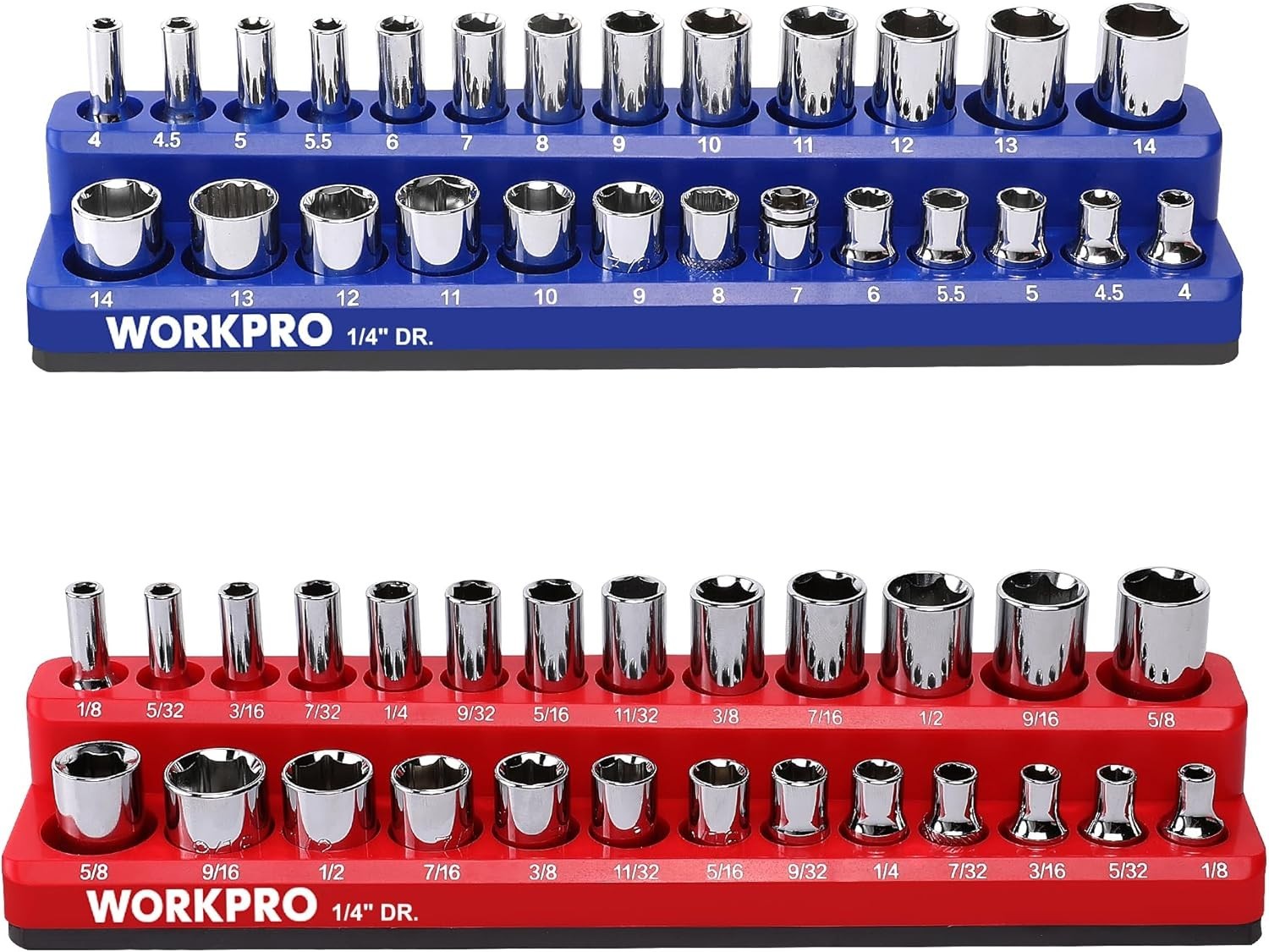 1/4-inch Magnetic Socket Organizer Set, 2-Piece SAE & Metric Socket Holders, …