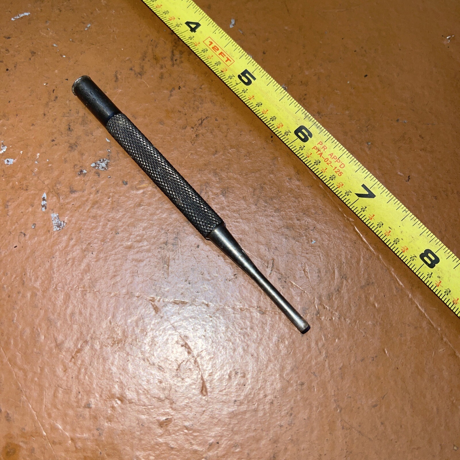 Vintage LS Starrett USA 1/8 In tip 4 Inch Long stubby Short punch Knurled Grip