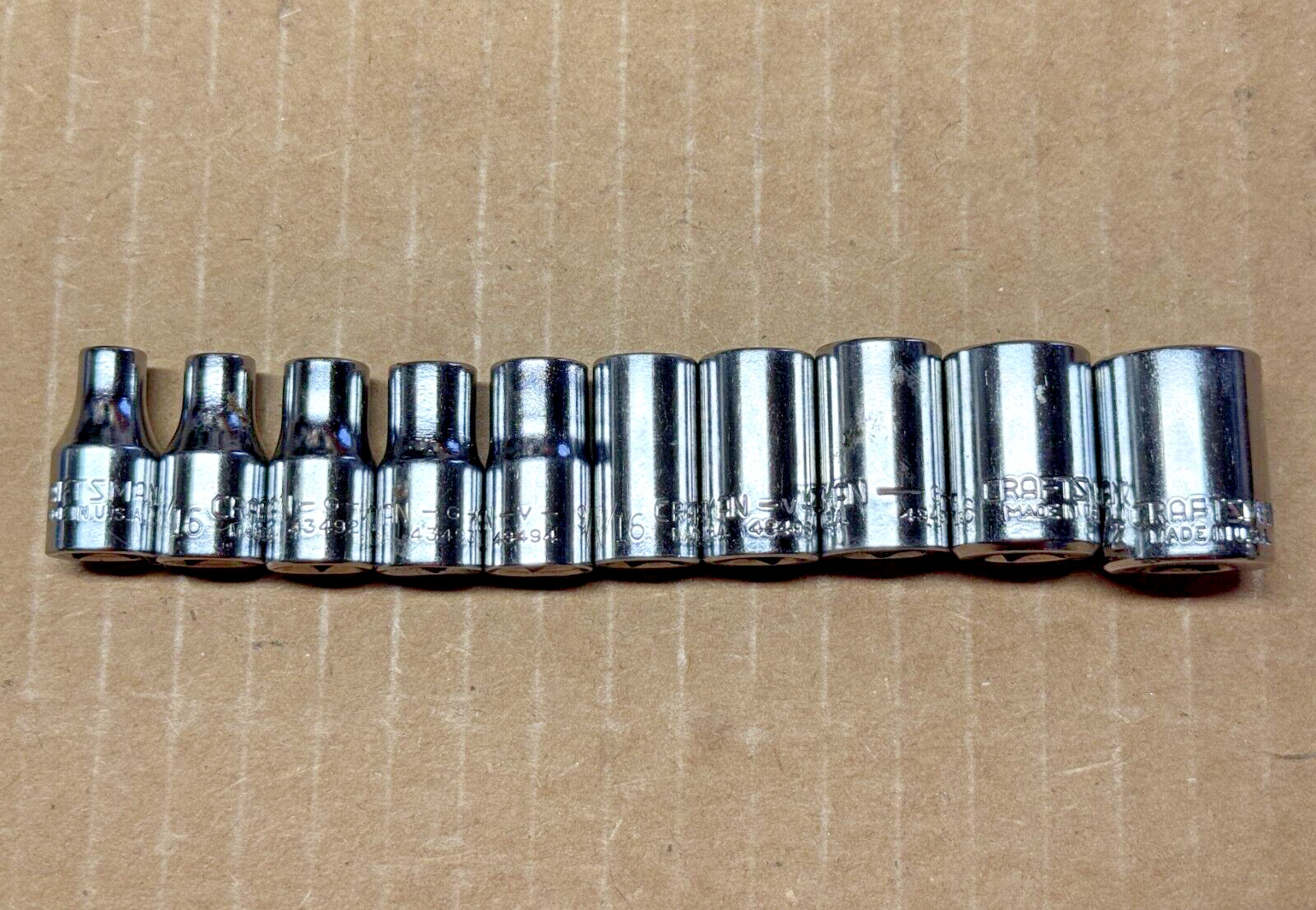 Set of 10 Craftsman USA 1/4″ Drive Sockets 6pt. 5/32″ to 1/2″ Various Series