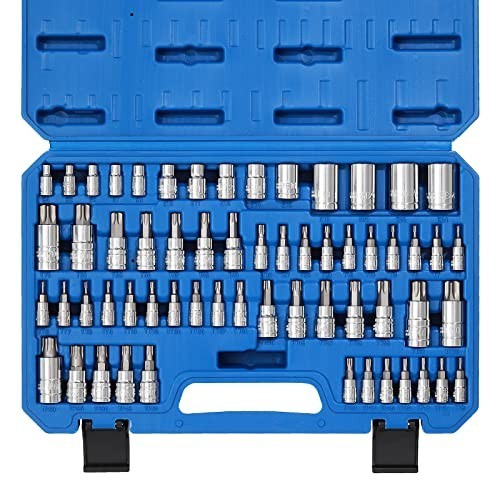 60-Piece Torx Bit Socket & External Socket Set, S2 & Cr-V Steel, E4-E24, T6-T70