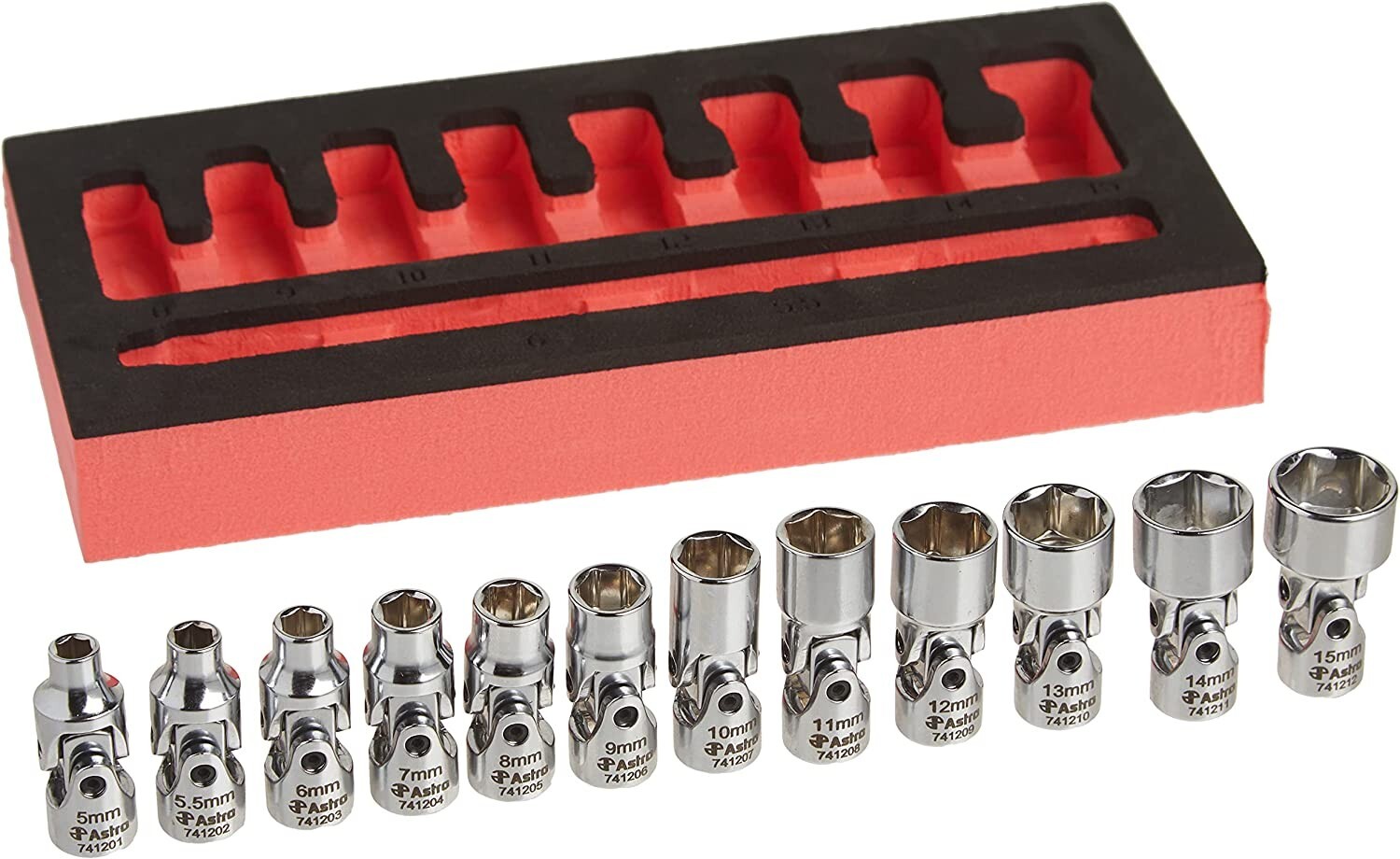 Astro Pneumatic 7412 1/4″ Dr. Flex Socket Set Metric – 6 Point, 12pc