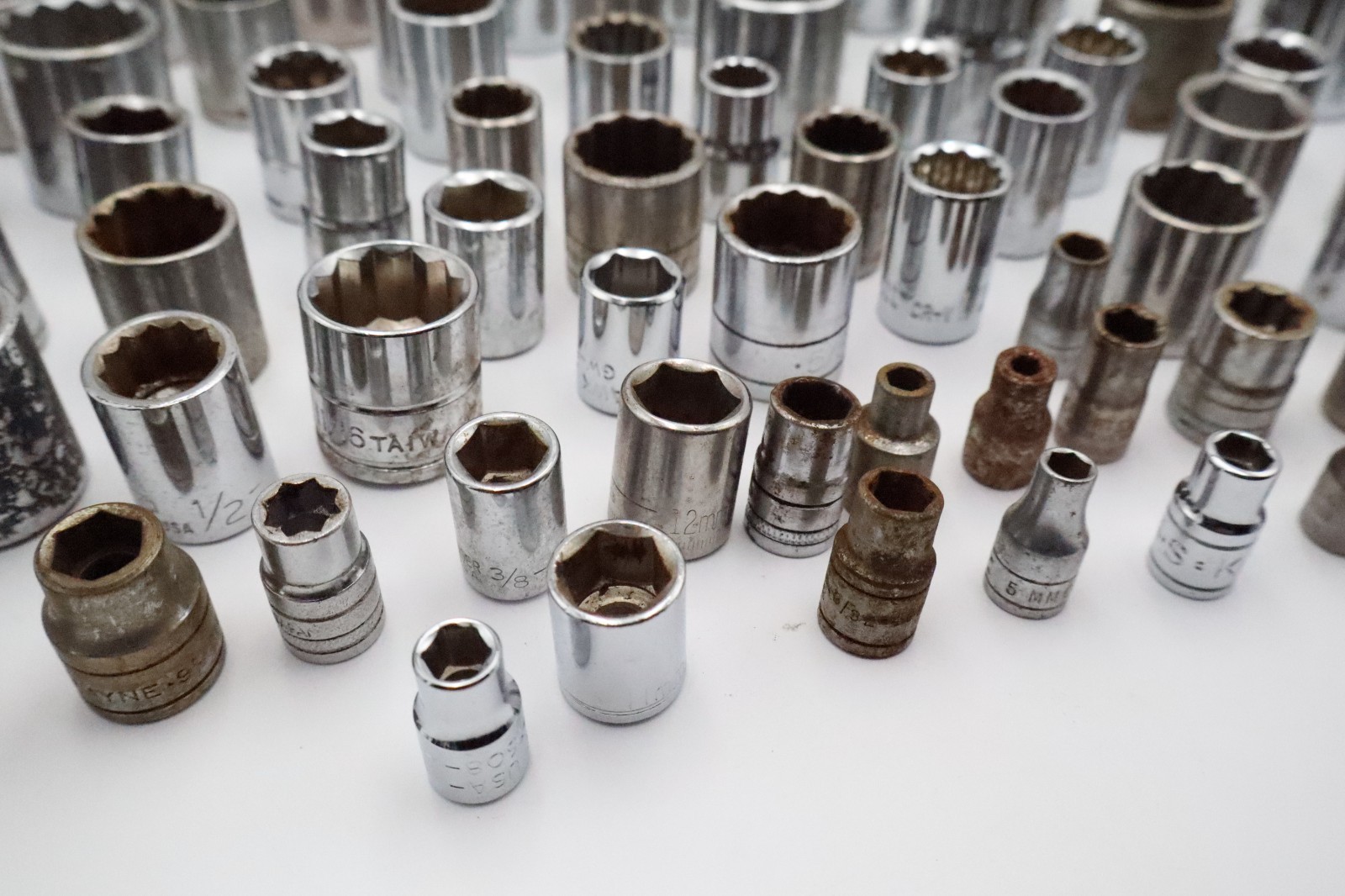 Large Mixed Socket Lot 1/4 3/8 1/2 Drive SAE Metric Deep Standard USA Tools