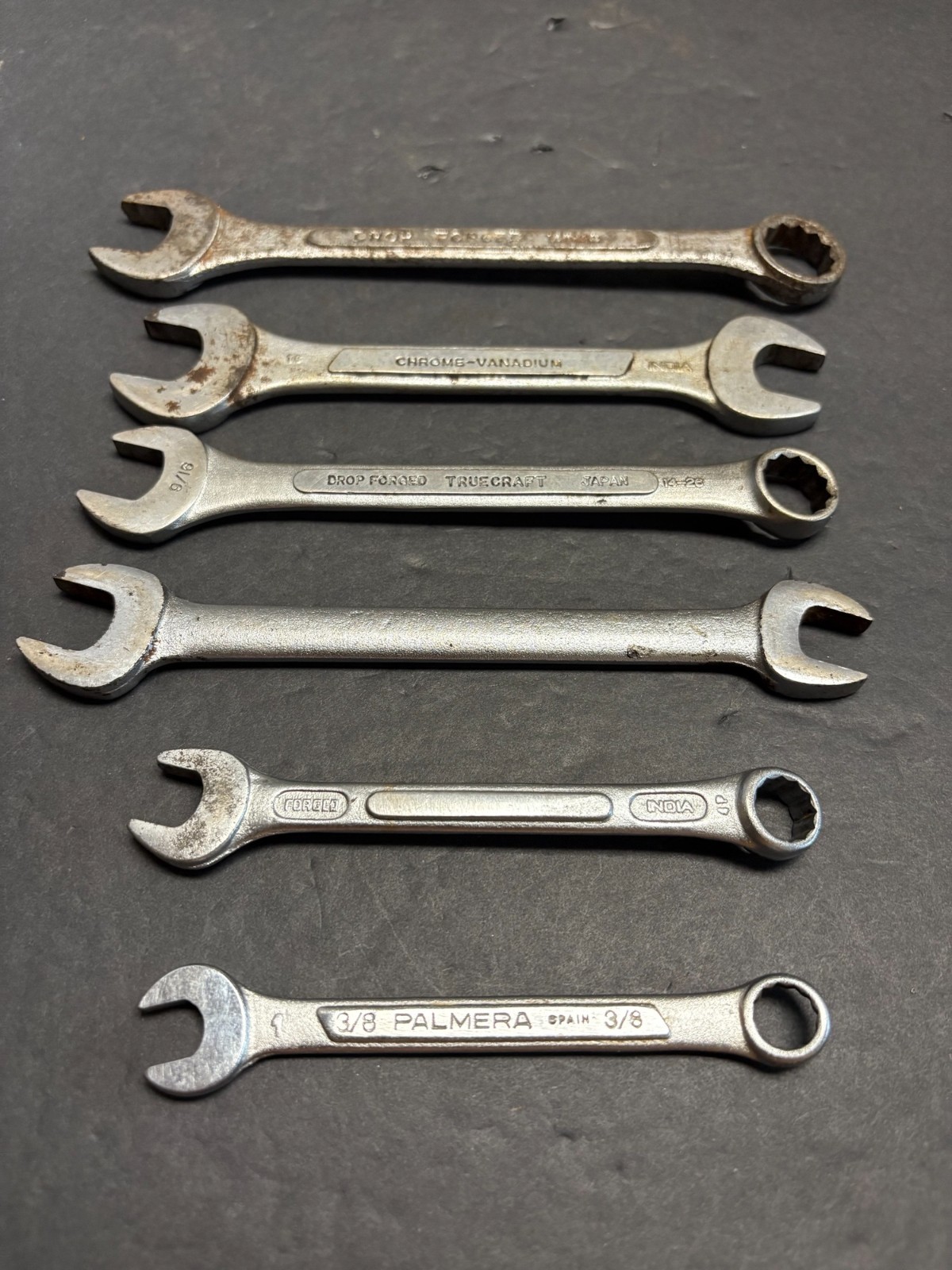 Eight (8) USA and Foreign SAE Combination and Box End Wrenches 11/16″-3/8″ READ