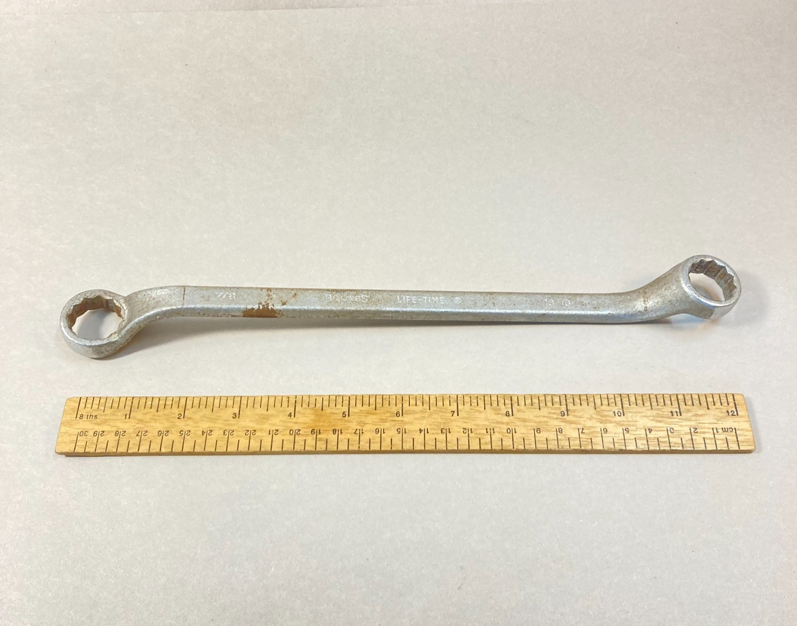 Billings Life-Time Closed End Wrench 7/8″-13/16″ Long Reach Offset #L-8737-B USA