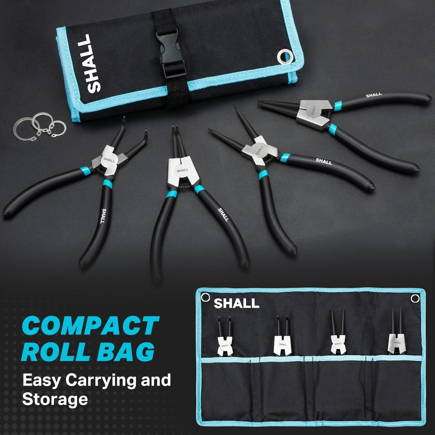 Snap Ring Pliers Set 4pcs Heavy Duty Alloy Steel Internal External Circlip Pl…
