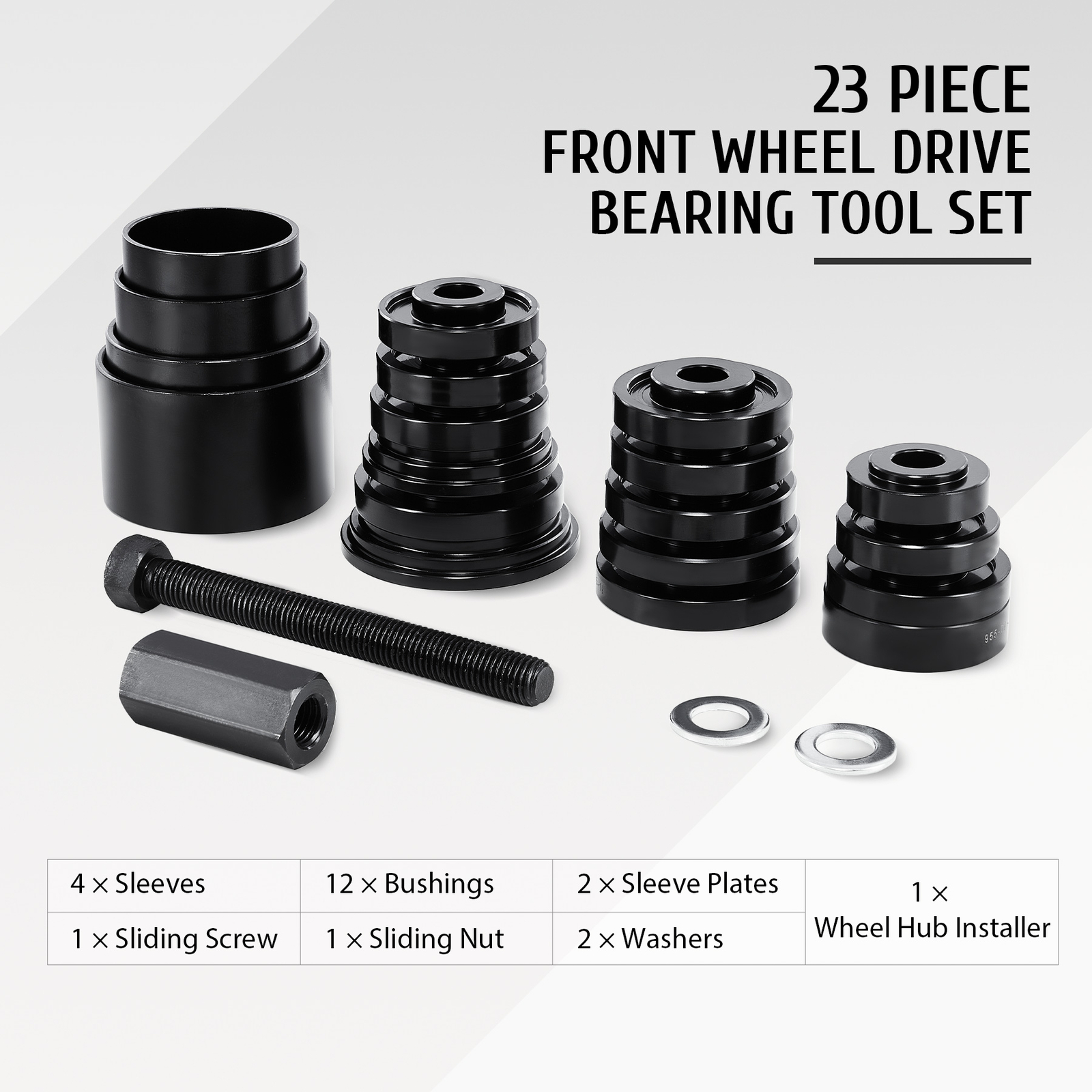 OMT Front Wheel Drive Bearing Press Removal Adapter Puller Pulley Tool Kit 23Pcs