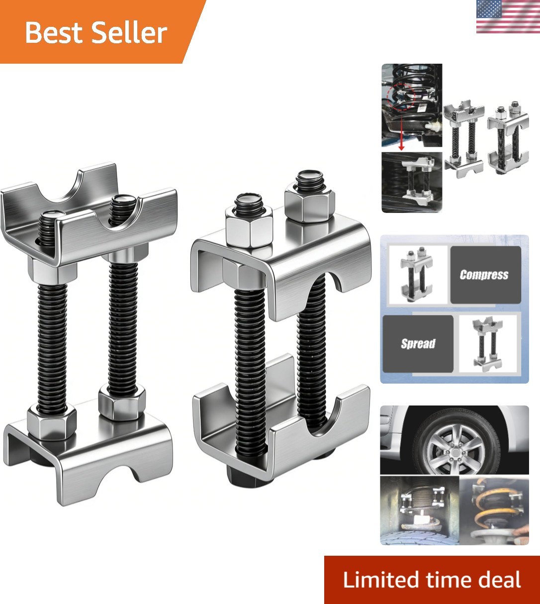 High Durability Adjustable Coil Spring Compressors – Lift or Lower 1-2 Inches