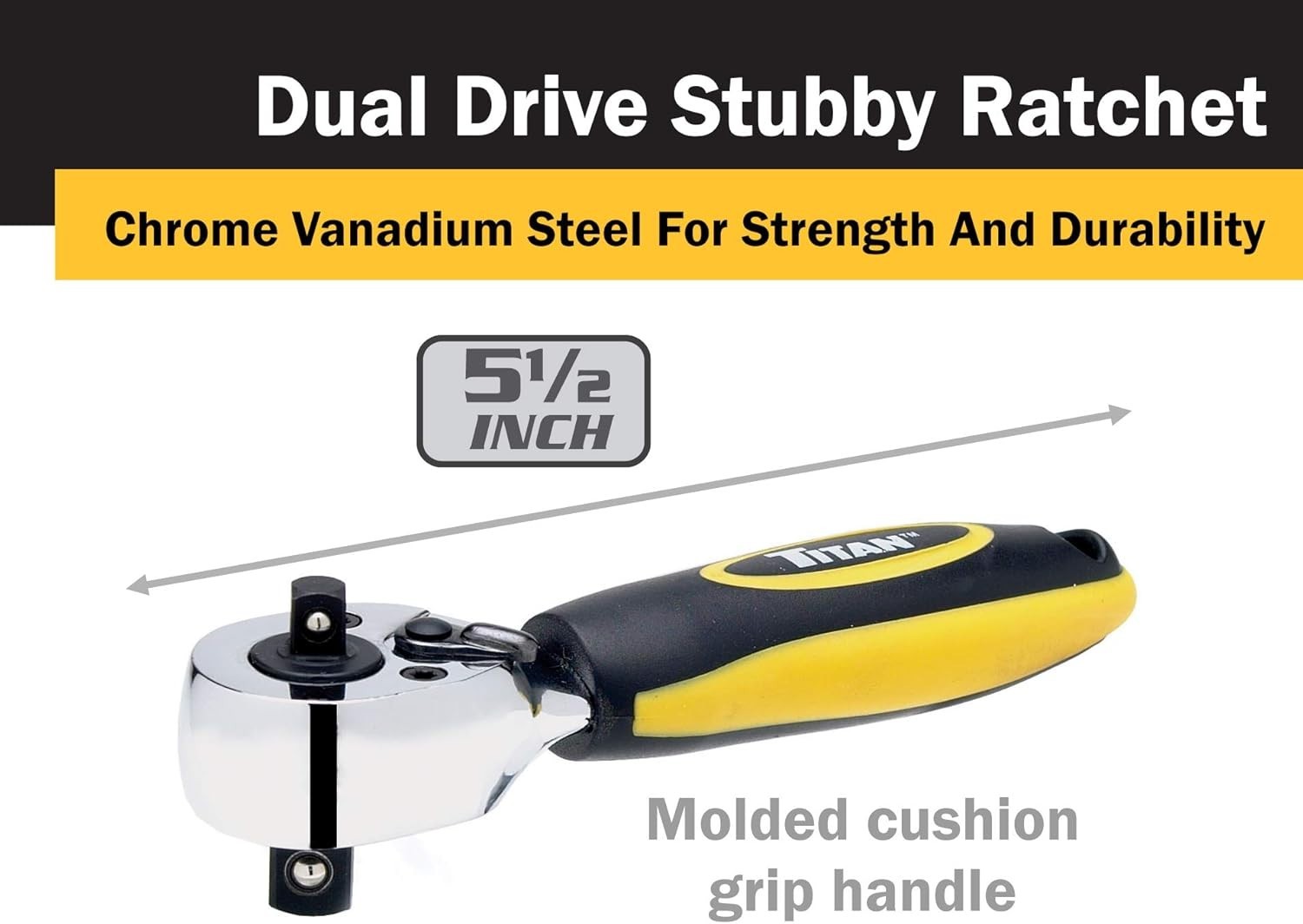 11050 1/4-Inch and 3/8-Inch Dual Drive x 5-1/2-Inch 72-Tooth Dual Head Stubby…
