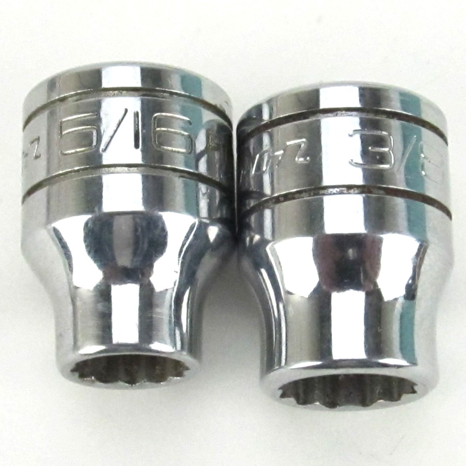 Snap-On Tools 3/8″ Drive 5/16″ 3/8″ Shallow 12 Point Chrome Sockets F101 F121