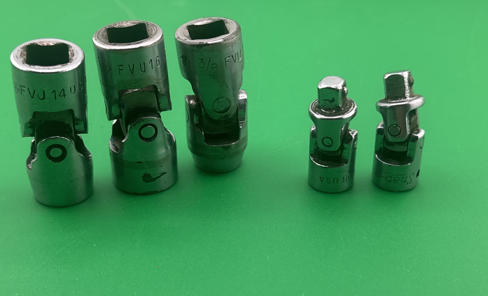 Lot of 4 Snap on Swivel Sockets 3/8″ & 1/4″ Drive Fvu16,fvu14,fvu12,2-mvu8