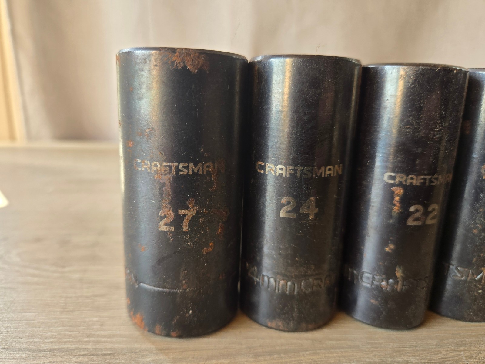 Craftsman 1/2″ Drive Metric Deep Impact Socket Lot 6-Pt (7 Pcs) 16mm – 27mm