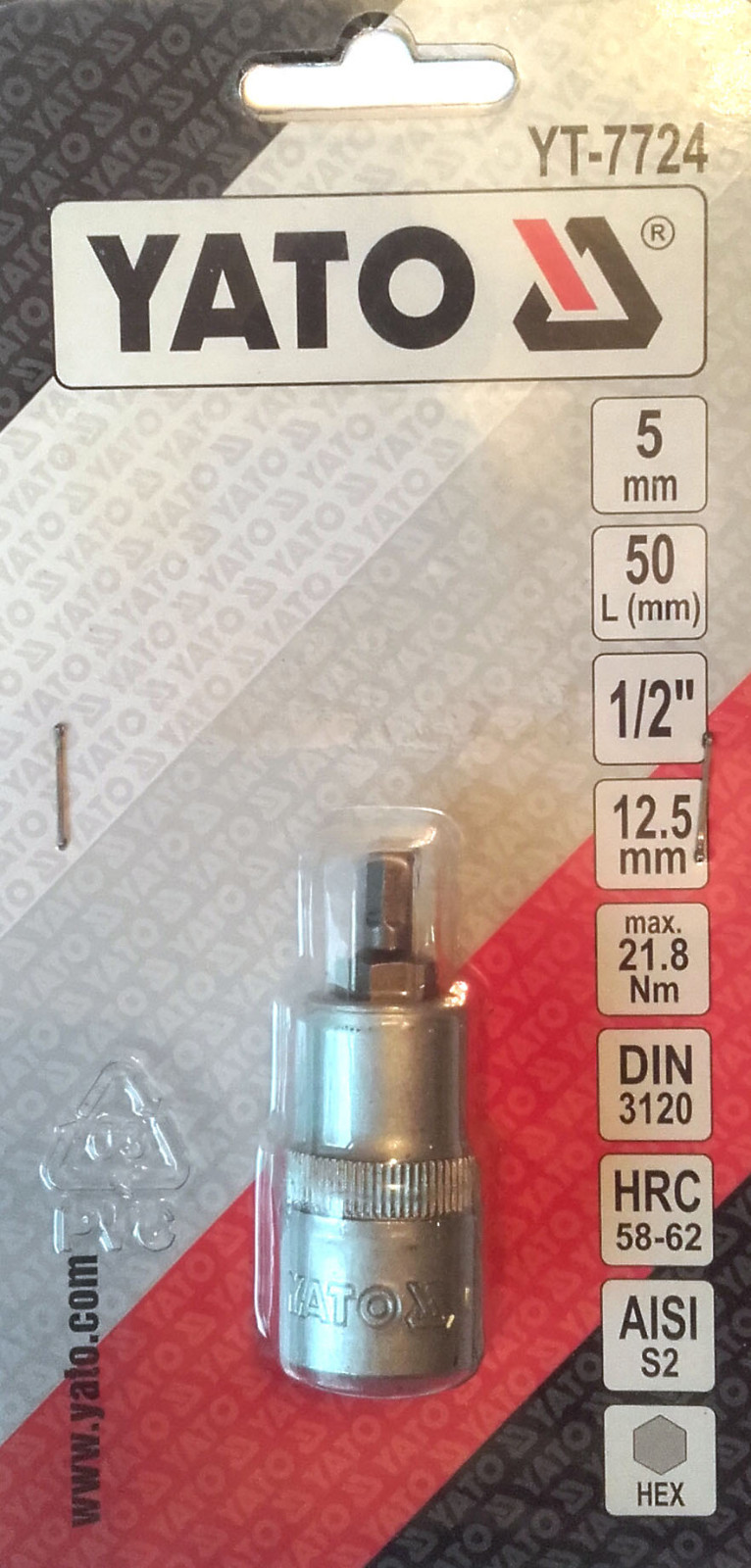 YATO YT-7724 Star Bit Socket 1/2″ Hex 5mm L50mm