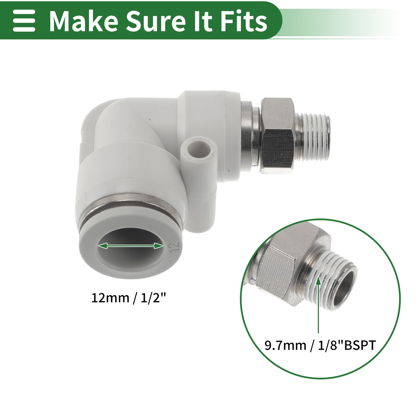 for Push to Fittings 15/32″ Rap Joint Fillet. est. Gom. L 9.7mm/1/8″ BSPT