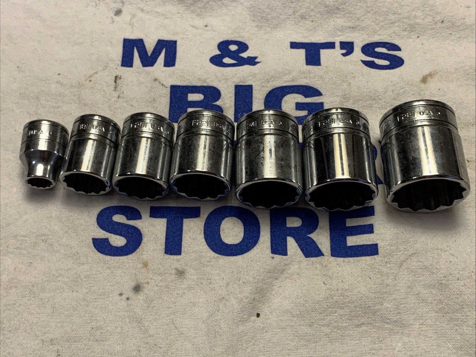 1996 Snap-on Tools USA 3/8″ Drive 12pt 7pc 5/16″-7/8″ Chrome Socket Set F Series