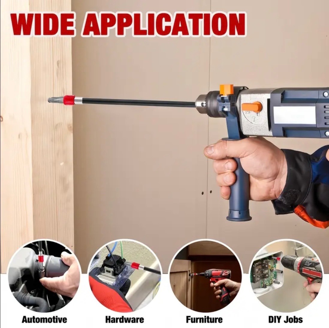 4 – Piece Magnetic Screwdriver Hexagon Bit Holder Extension Set – 4 Lengths