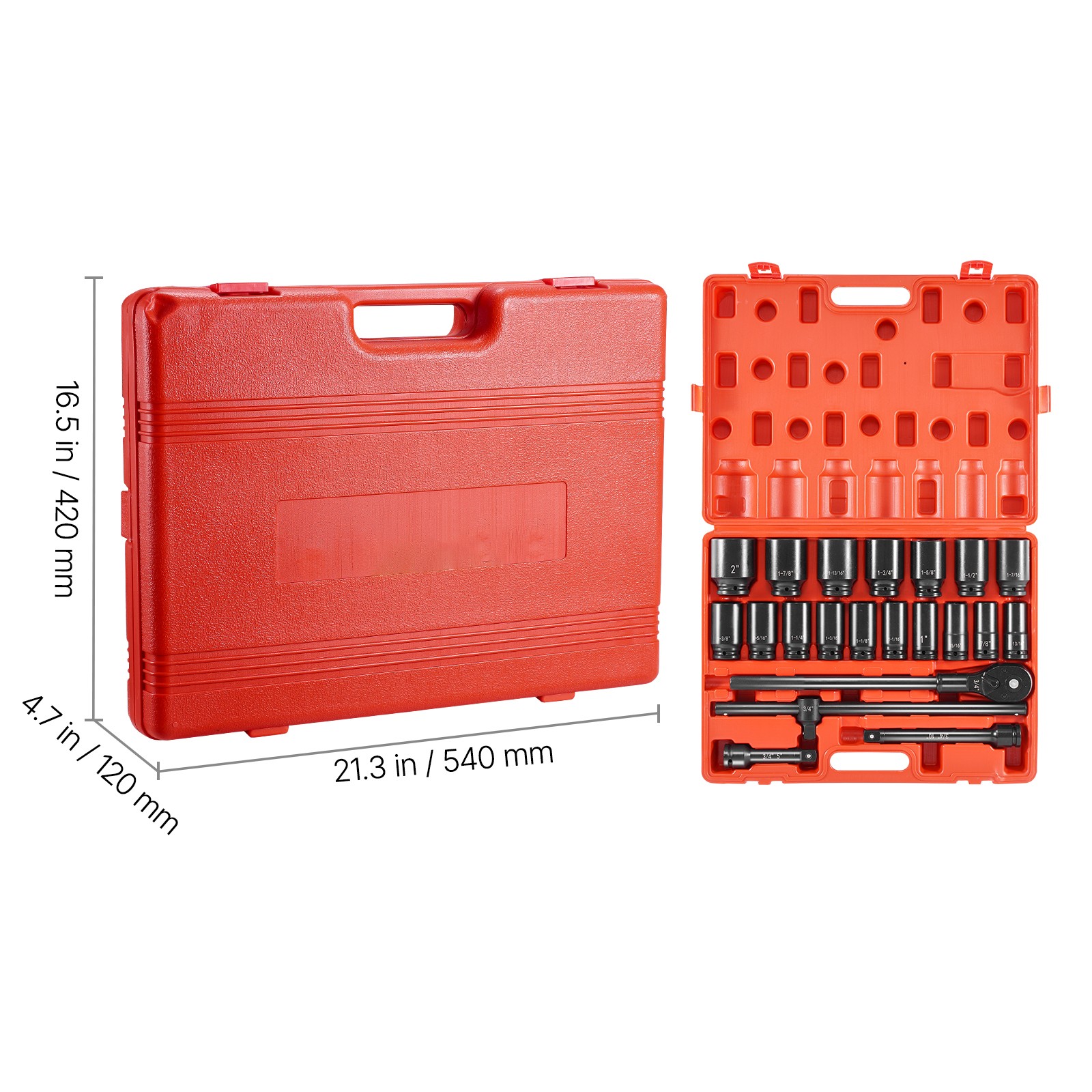 Uimoso Deep Impact Sockets Set 3/4 Inch 22 Piece, 13/16″ to 2″ SAE 6-Point Bar