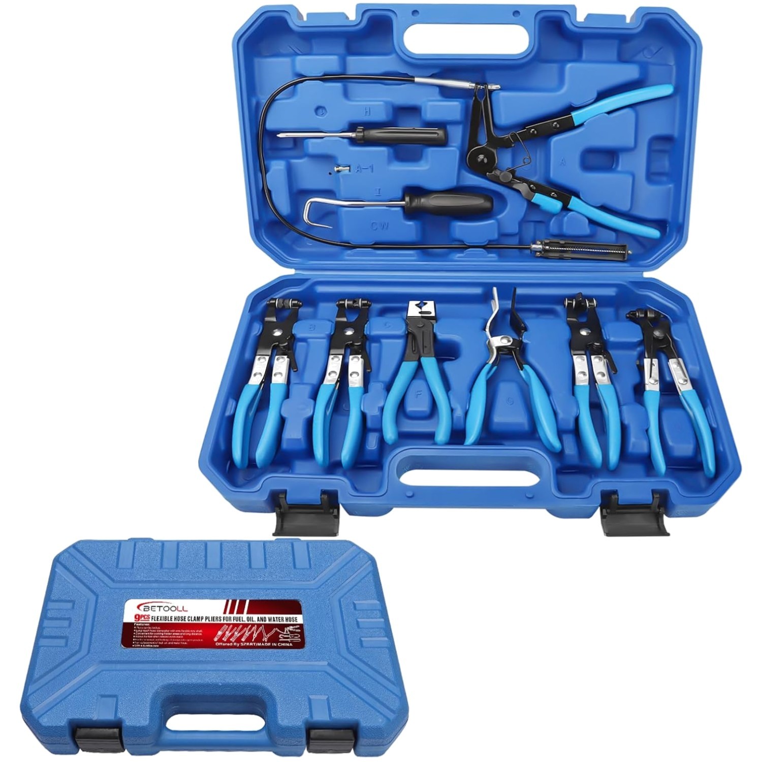 9pc Hose Clamp Pliers Set, Professional Automotive Tools