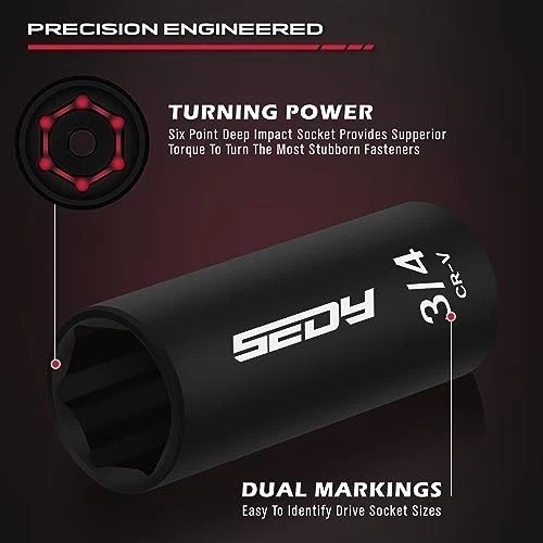 3/8 Inch Drive Impact Socket Set 49 Piece SAE Metric Deep Shallow Extension
