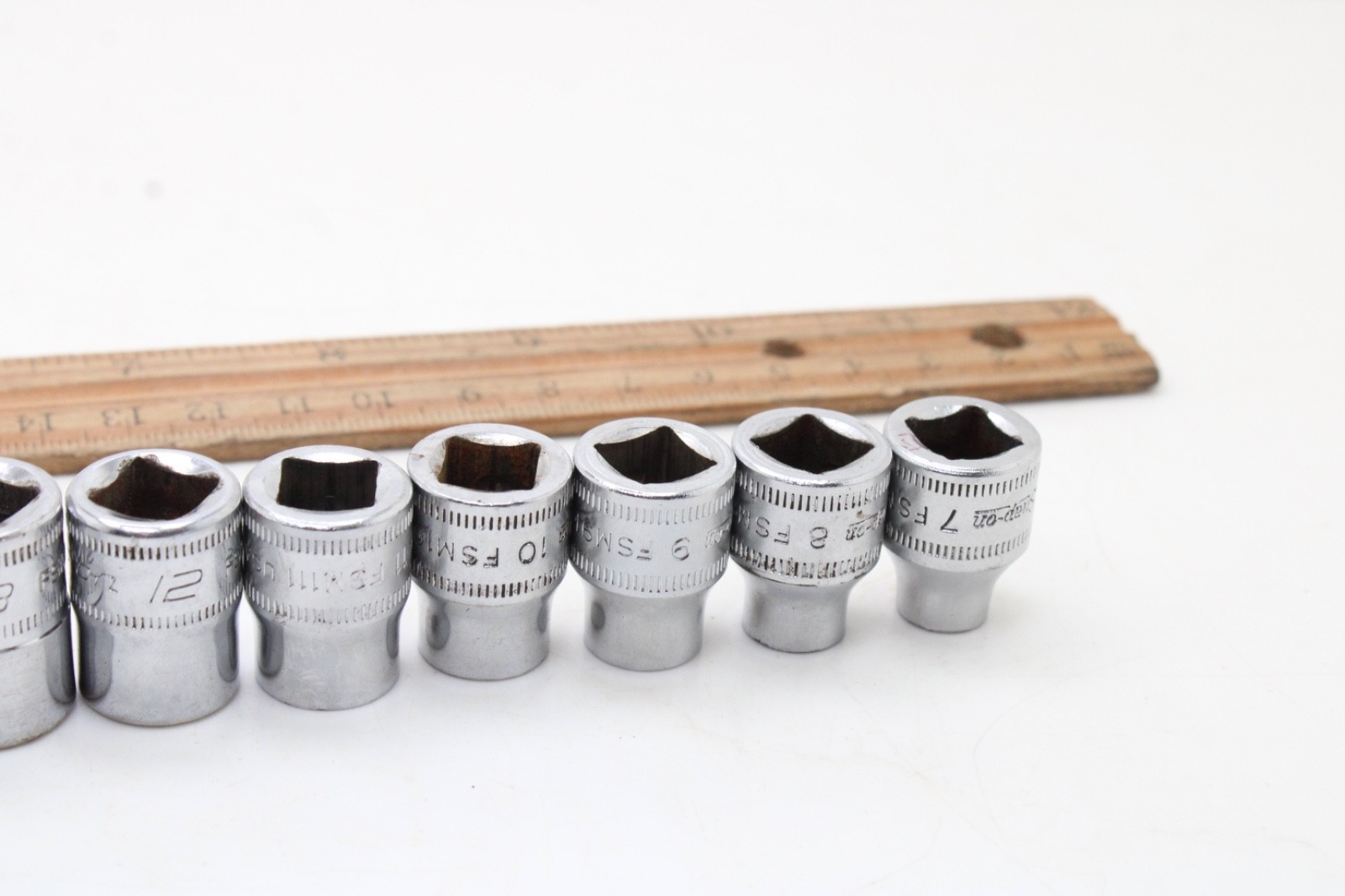 Snap-on 212FSMY 7-19mm 3/8″ Drive 6 Point 13 Piece Metric Chrome Socket Set USA