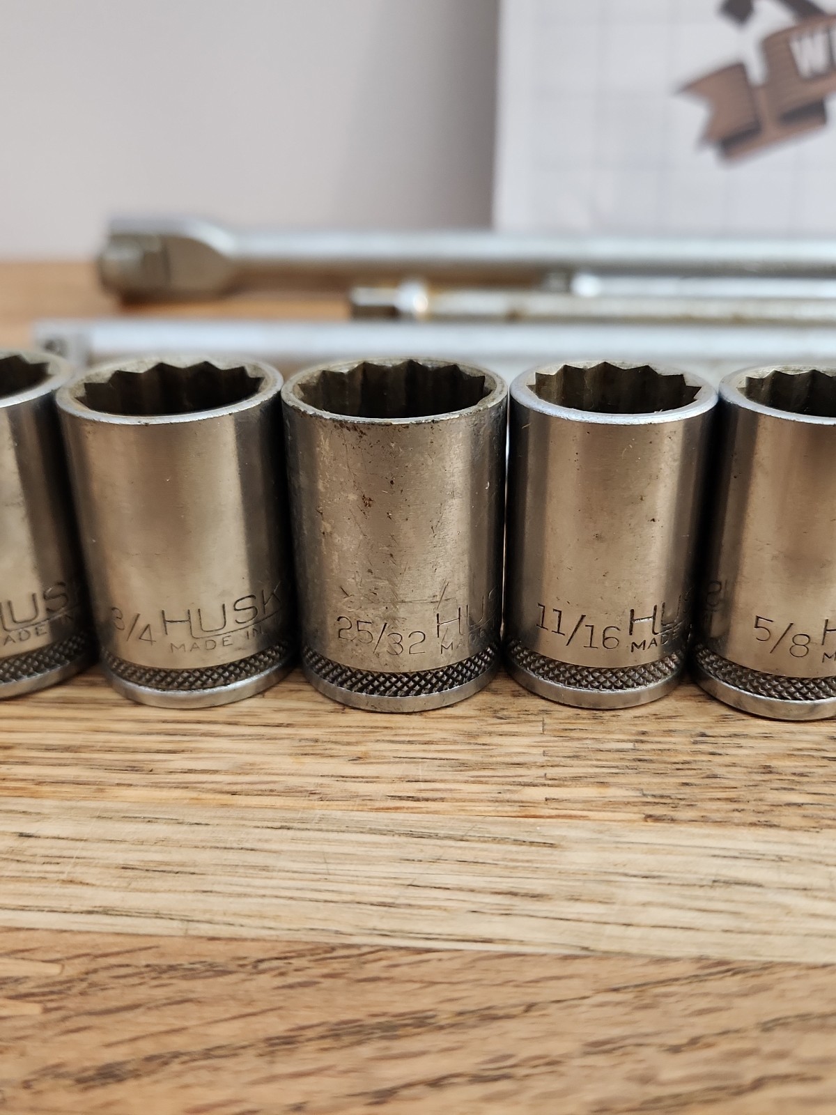 Vintage H Underline Husky 1/2″ 3/8″ 1/4″ Drive Socket Set Made In USA 31 Pieces