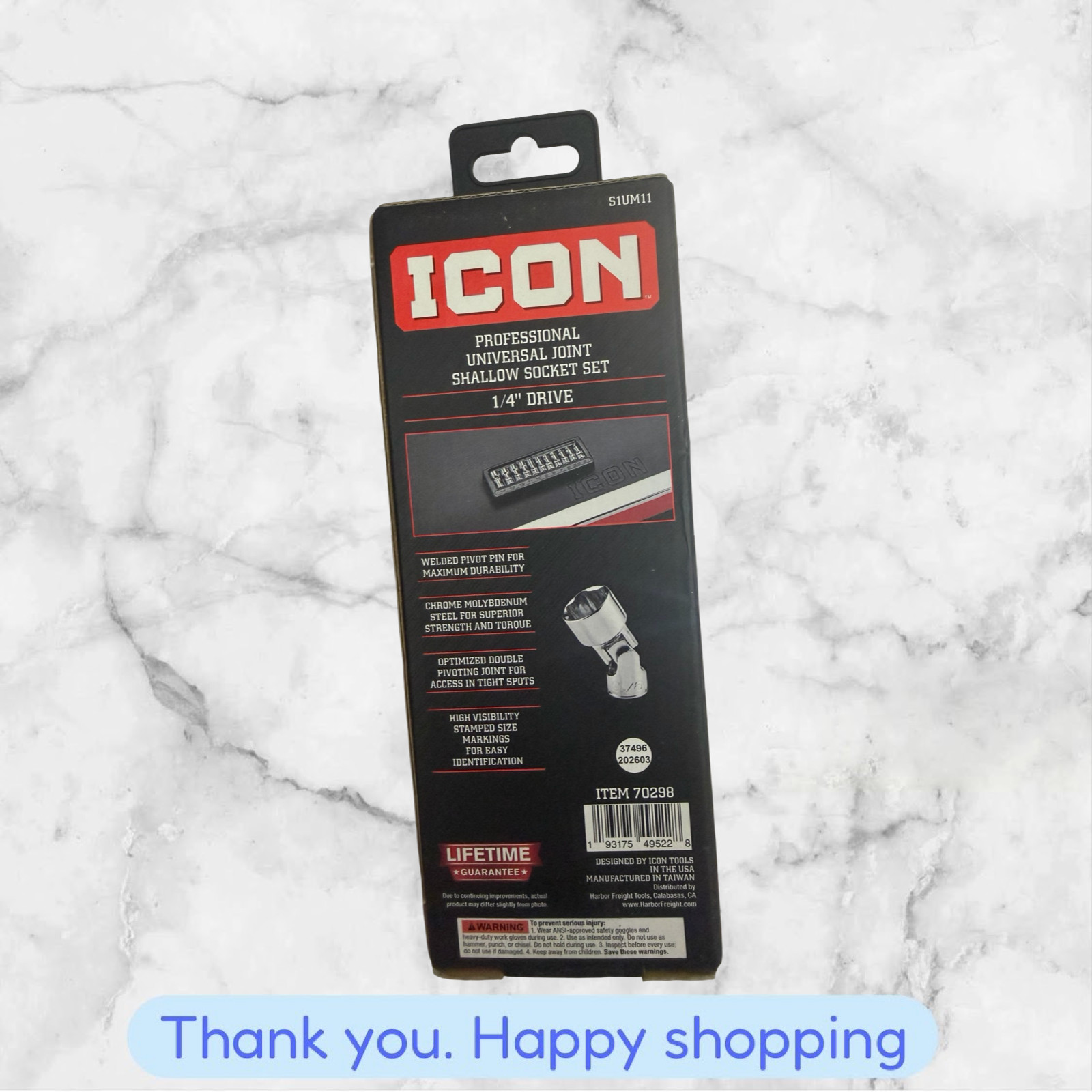 Icon S1UM11 1/4″ Drive Metric 11 Piece Universal Joint Shallow Socket Sett 70298