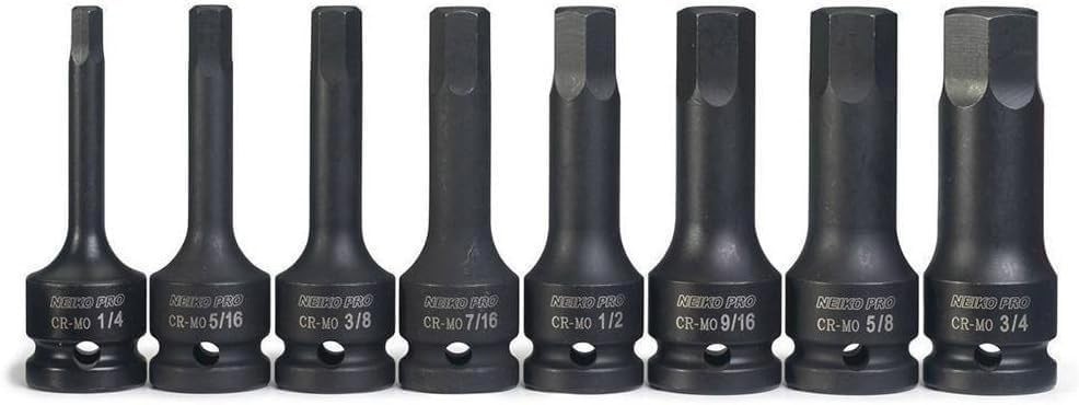 8-PCS 1/2-In Drive Allen Socket Set 3-In 1/2-In Impact Hex-Bit Socket Set SAE