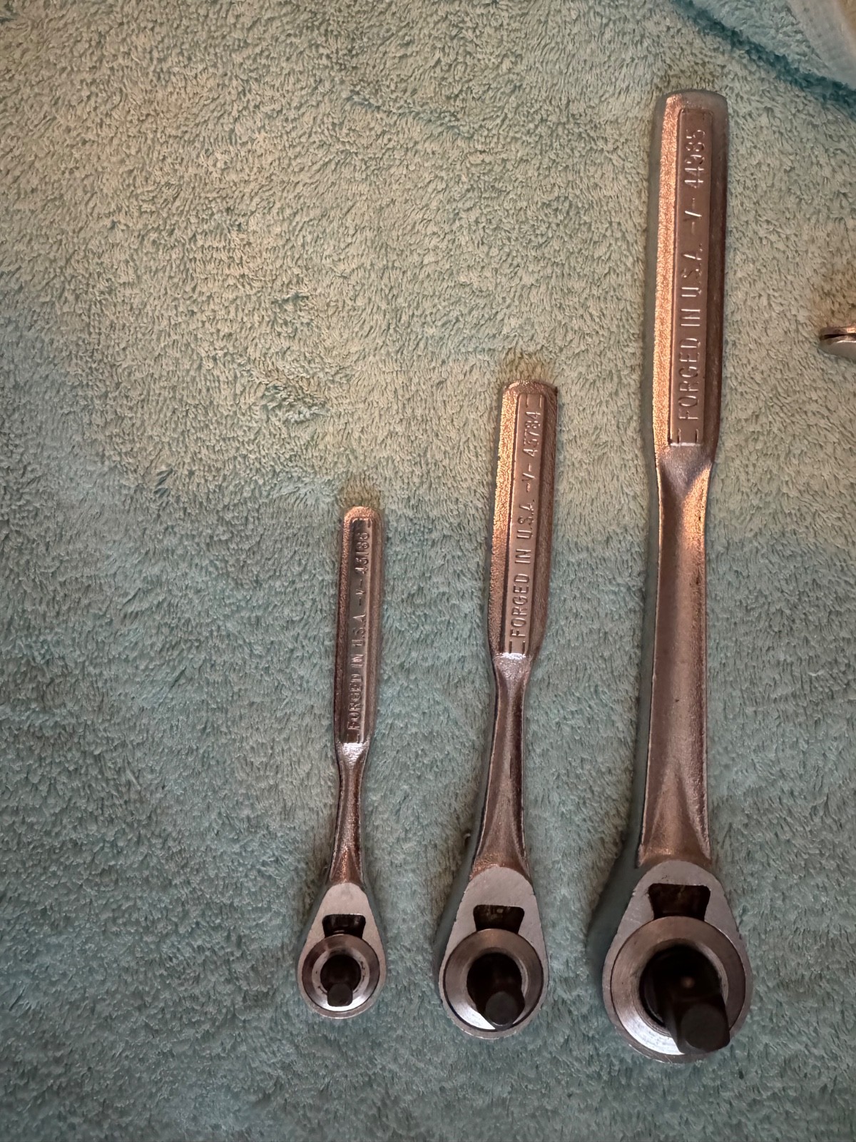 Craftsman -V- Series 44985 1/2” 43784 3/8” 43186 1/4” Dr. 3 Pc Ratchet Set / USA