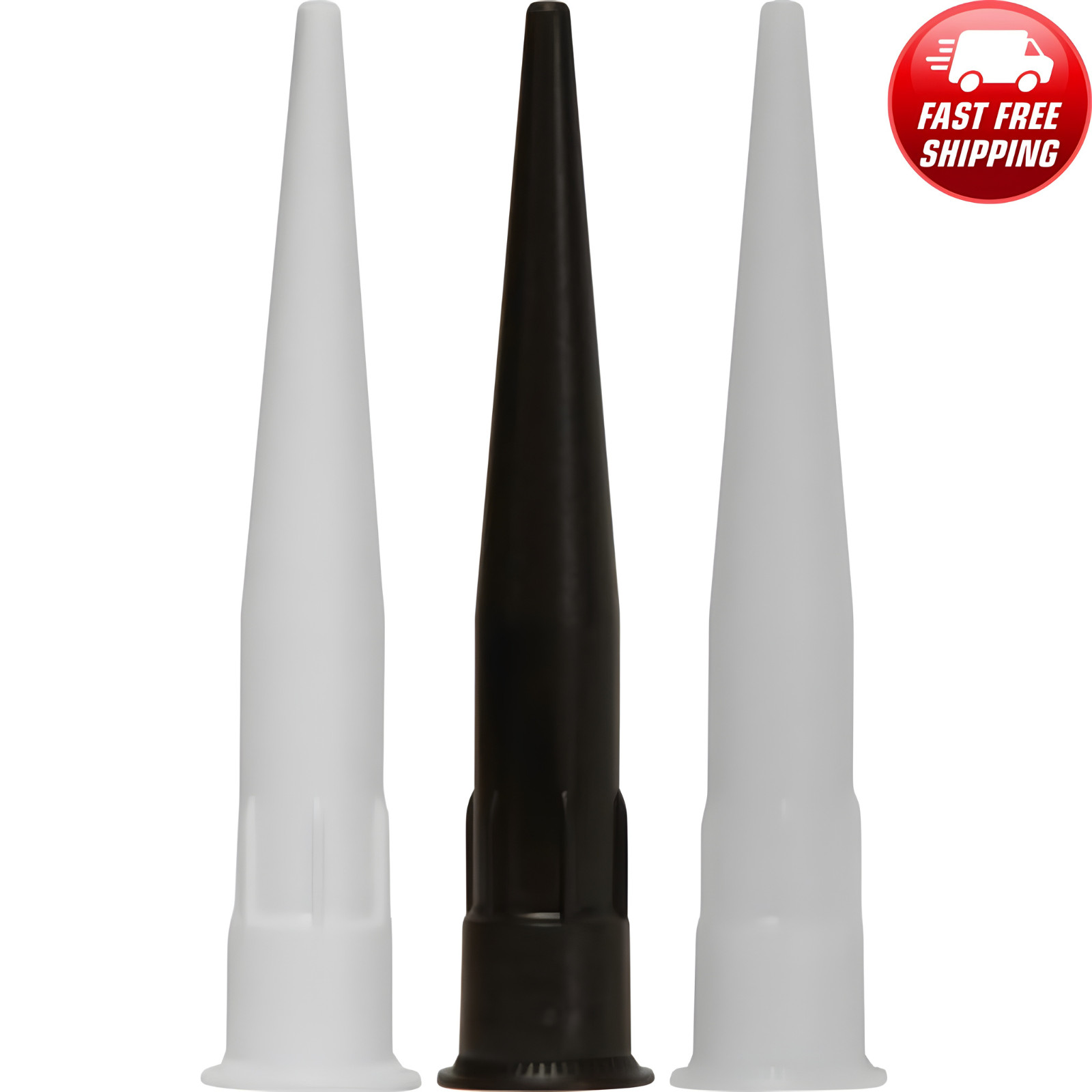 12x Assorted Pack Of Replacement 310ml Cartridge Nozzles – Black, Clear, White