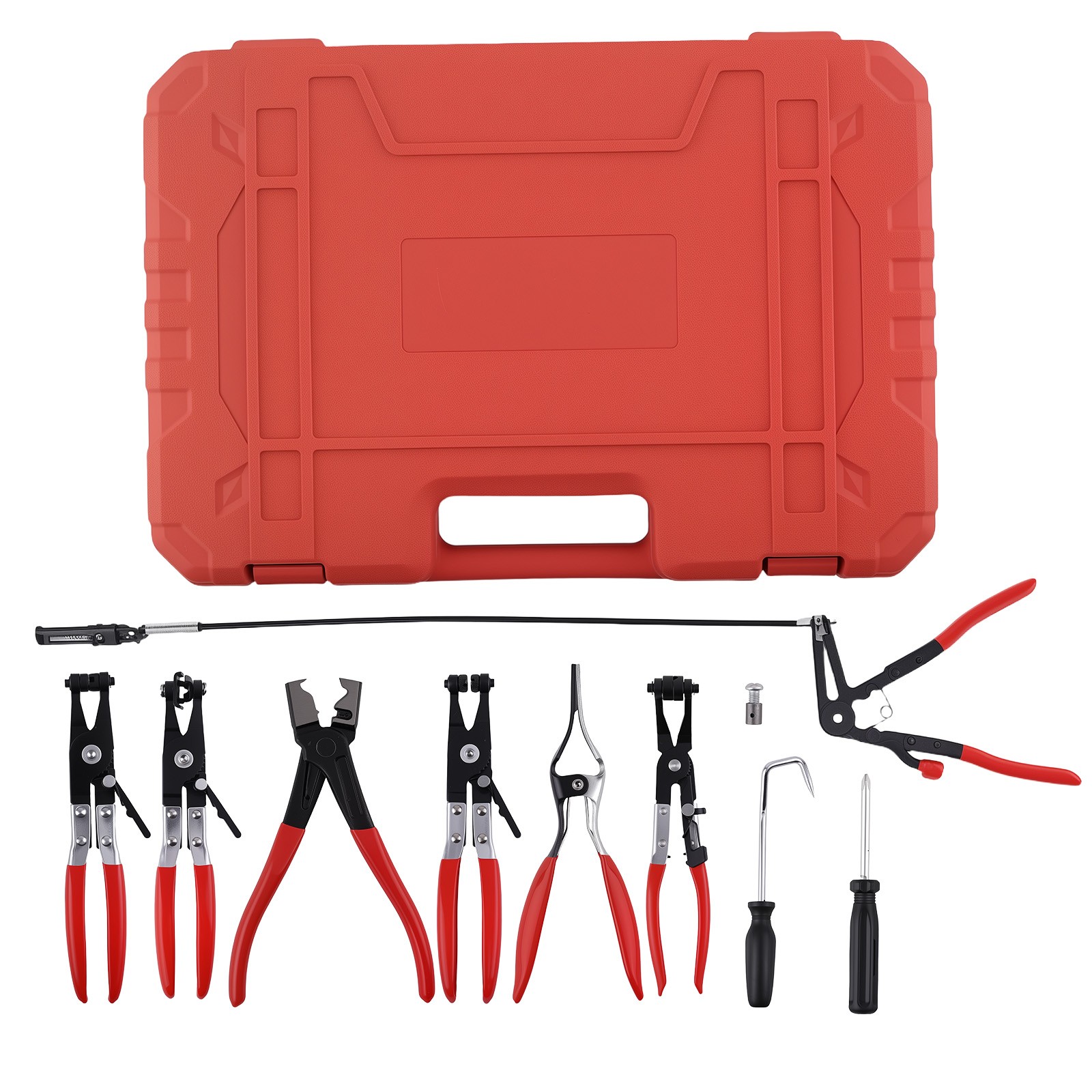 9PC Wire Hose Clamp Clip Pliers Set Swivel Jaw Fuel Oil Water Hose Auto Tool Kit
