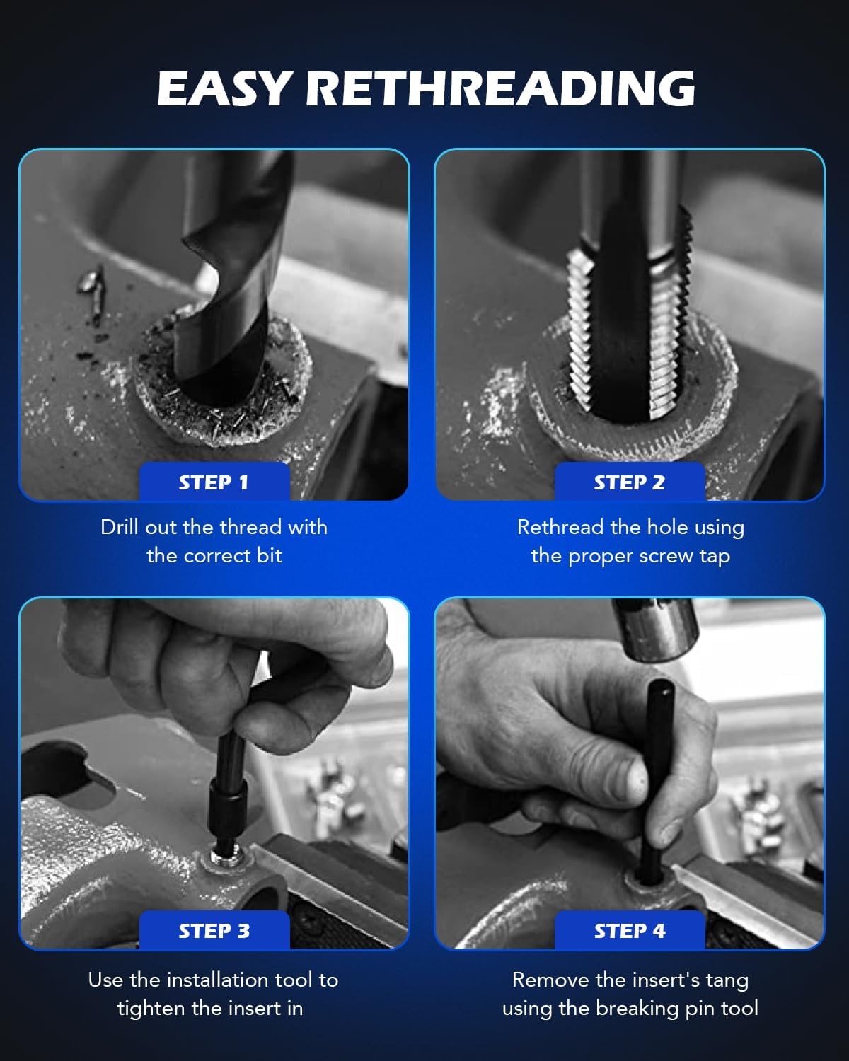 Orion Motor Tech Thread Repair Kit, SAE Helicoil Kit with HSS Set